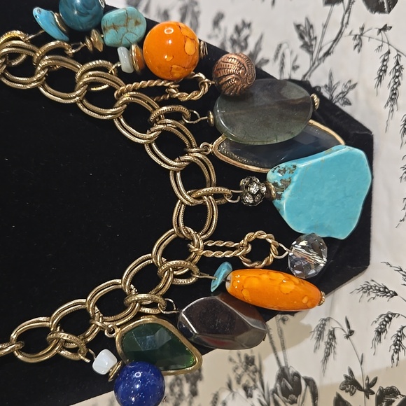 Chunky Multicolor Statement Necklace Sg8 - Picture 3 of 5